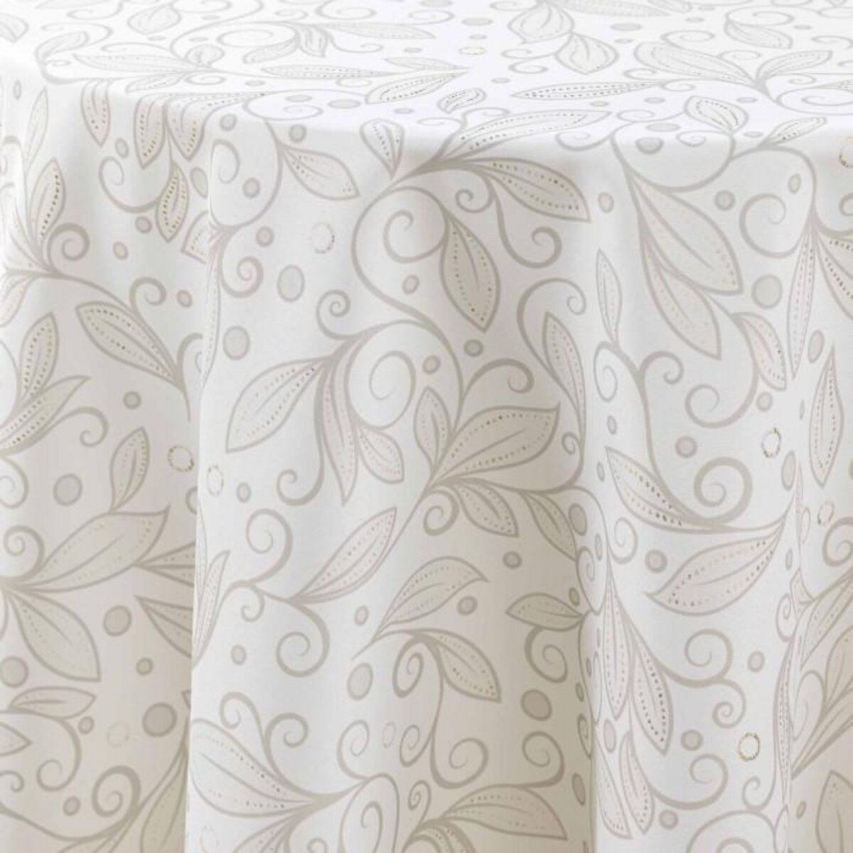 Paris Prix Nappe Ronde Antitache Imprimé  Leya  180cm Naturel