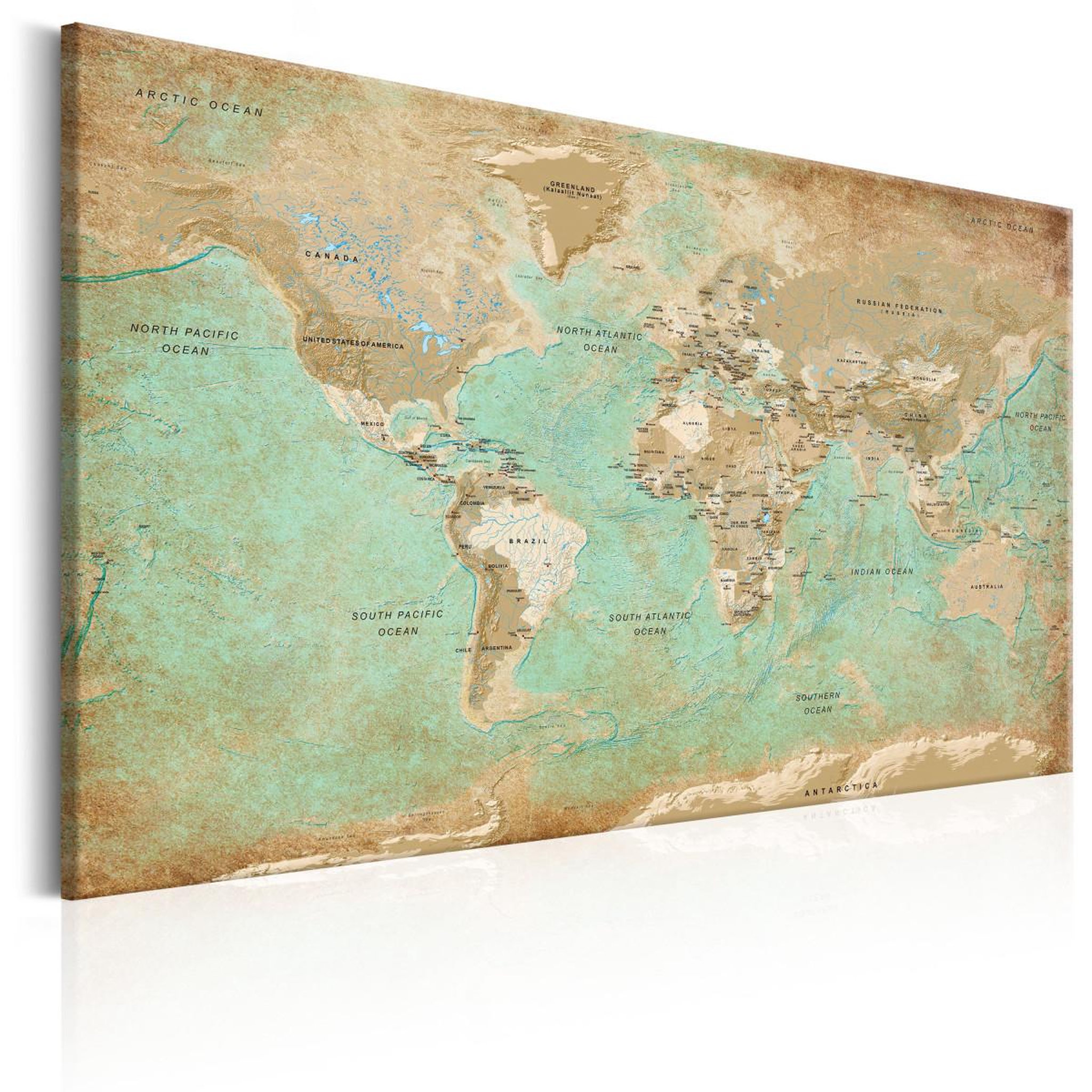 Voir la diapositive 1 : Paris Prix Tableau Imprimé  World Map : Celadon Journey