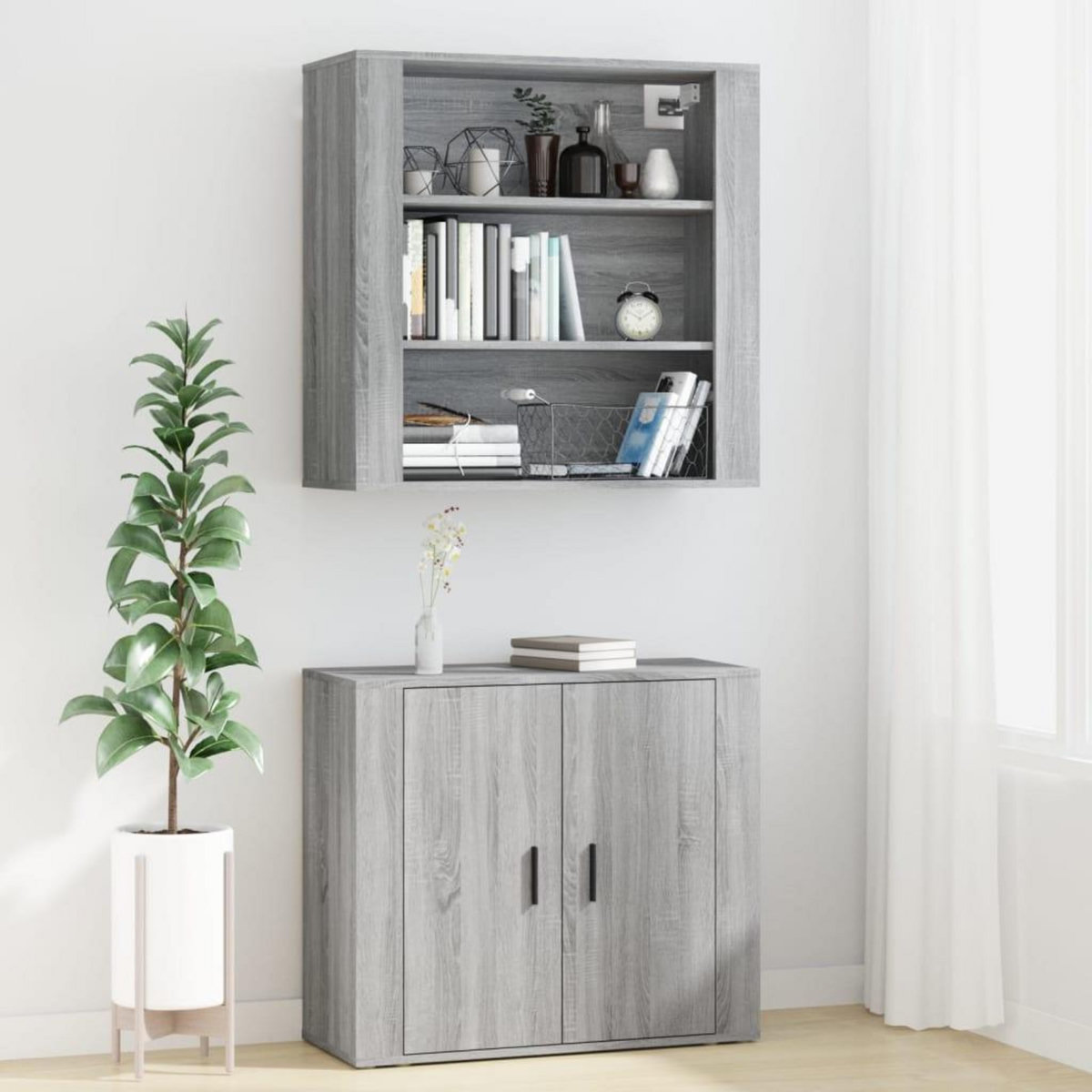 VIDAXL Buffet haut Sonoma gris Bois d'ingenierie