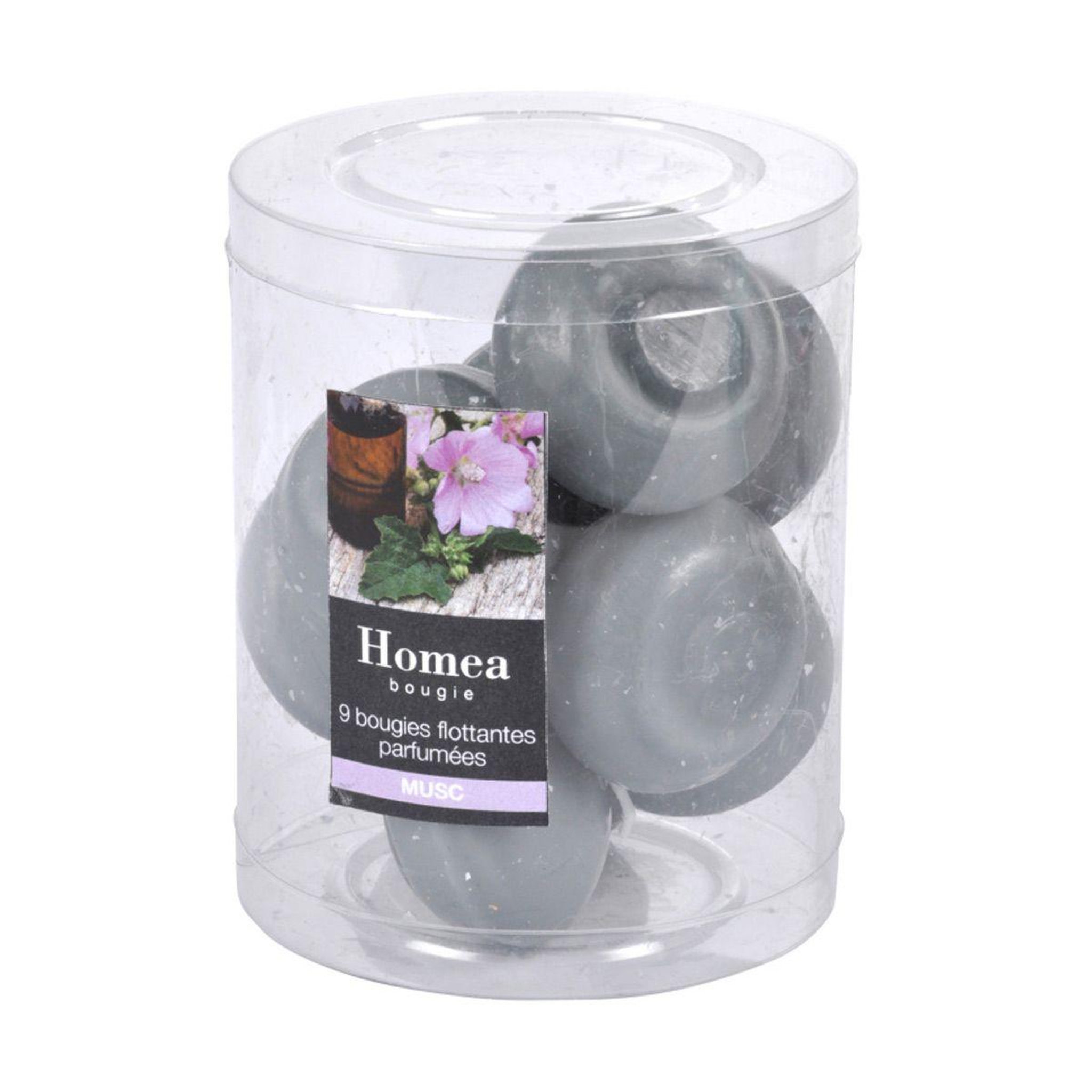 Voir la diapositive 1 : HOMEA Lot de 9 bougies flottantes  essentiel  3cm musc