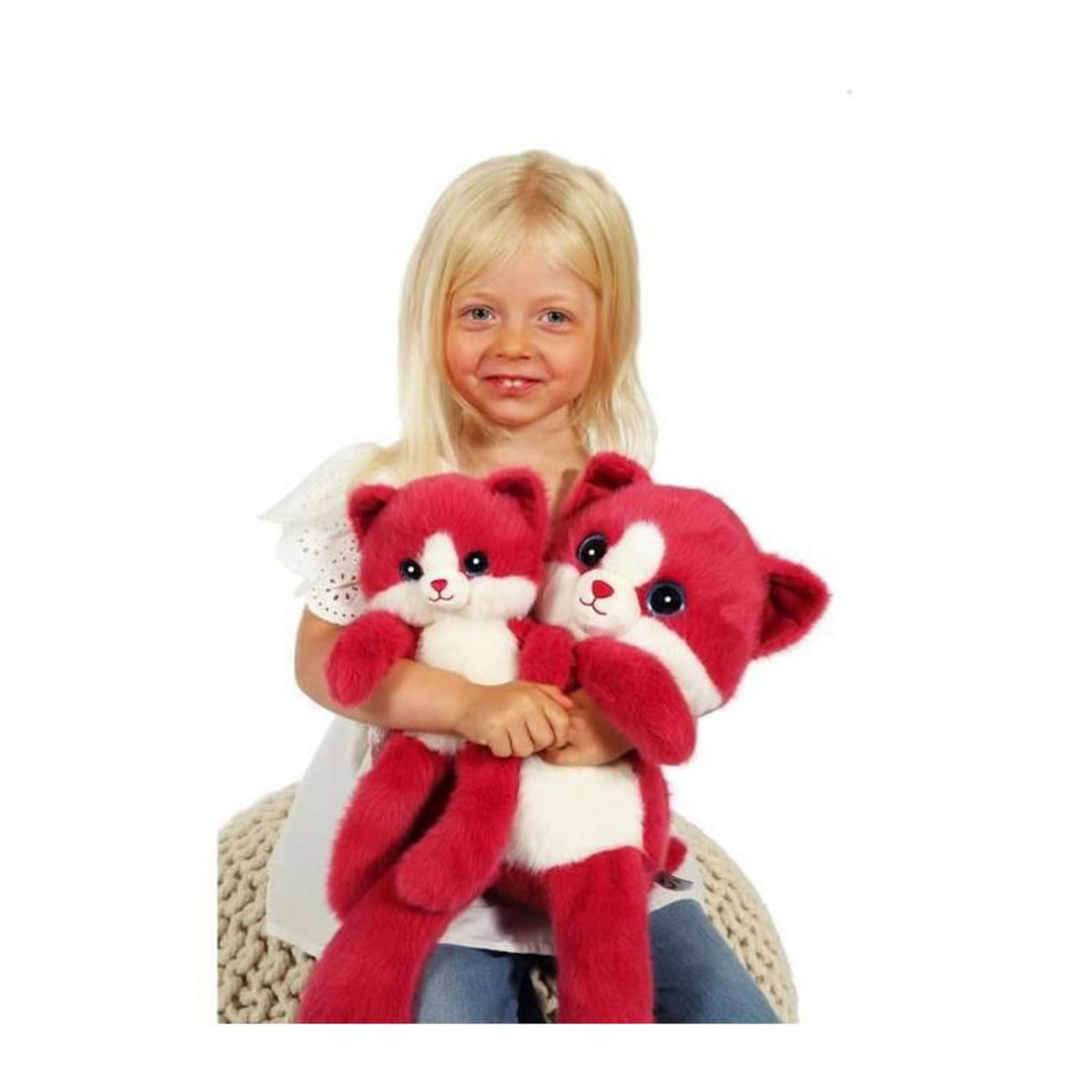 TOYS TOYS Peluche Chat Leggies - GIPSY TOYS - Framboise, 48 cm