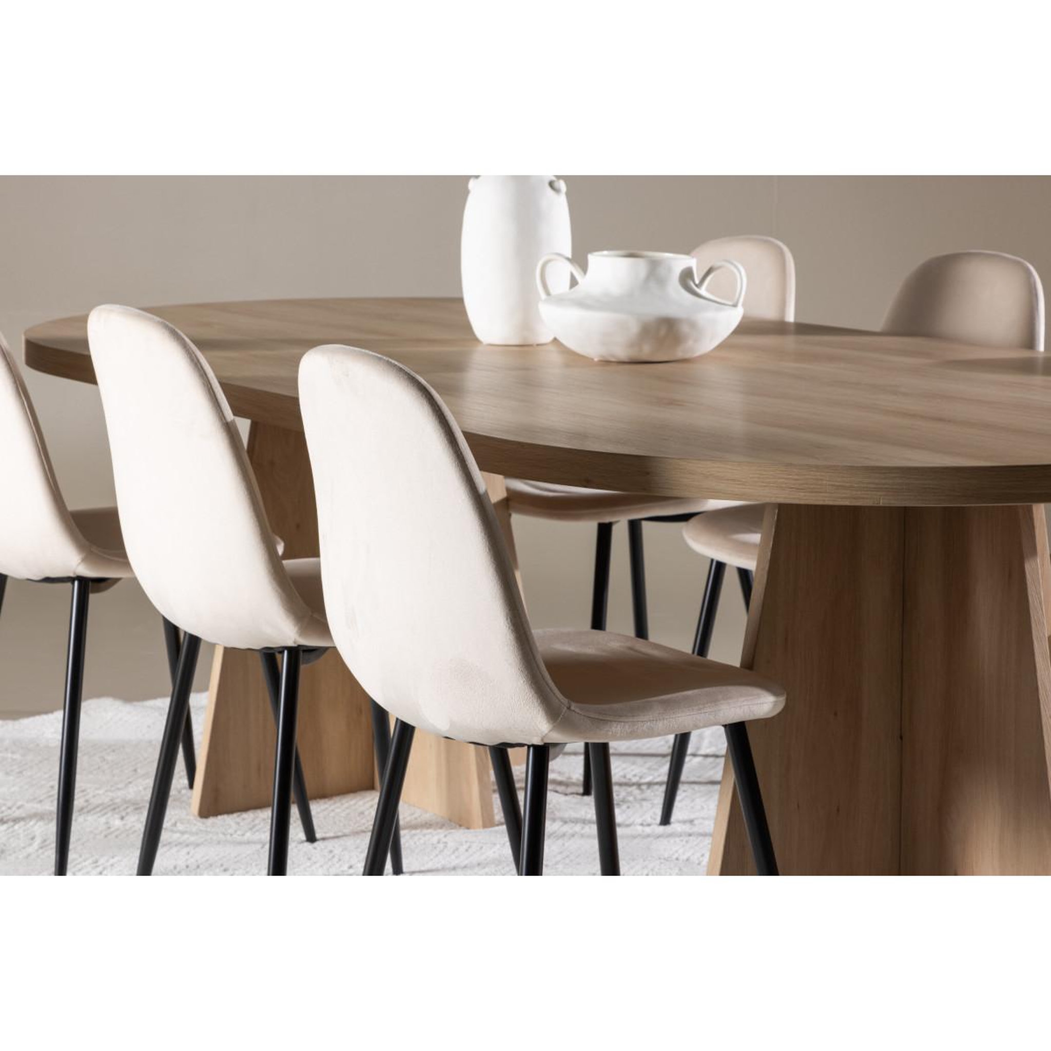 Voir la diapositive 5 : Paris Prix Ensemble table à manger & 6 chaises  bootcut & polar  230cm naturel & beige