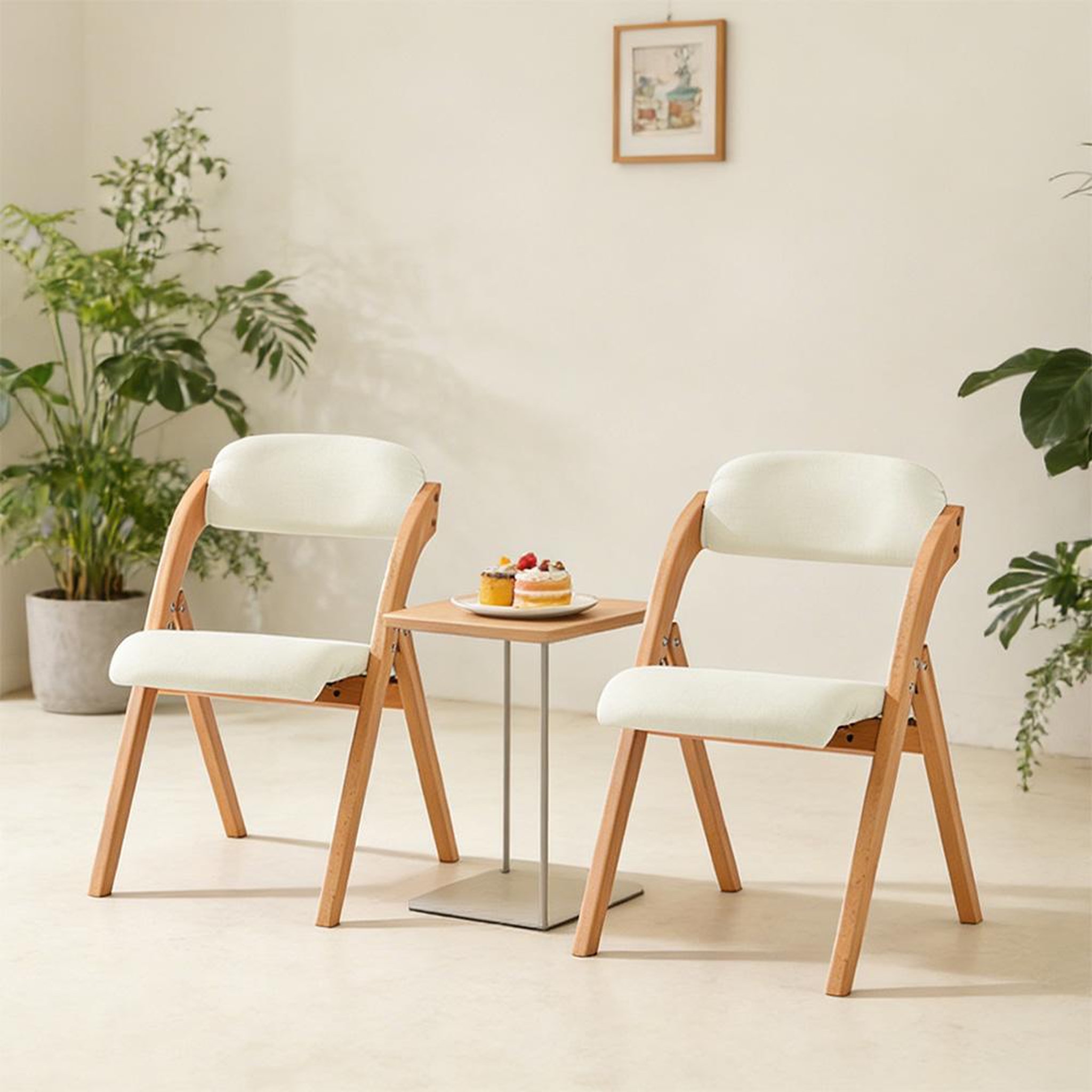 Voir la diapositive 2 : SOBUY Chaise Pliante Cuisine Blanc 47.5x41.5x77cm FST92-WX2