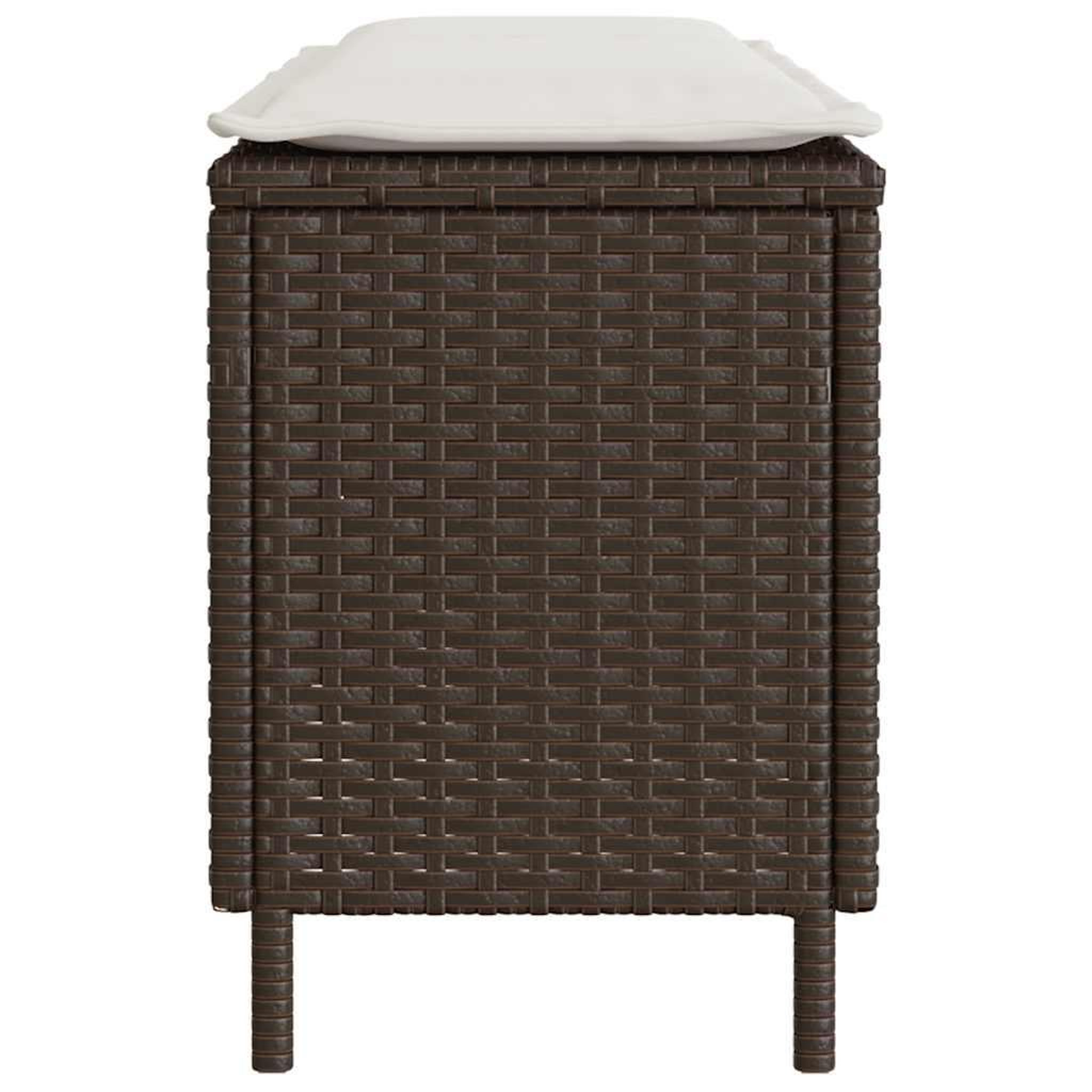 Voir la diapositive 5 : VIDAXL Banc de jardin avec coussin gris 110x30x40,5 cm resine tressee