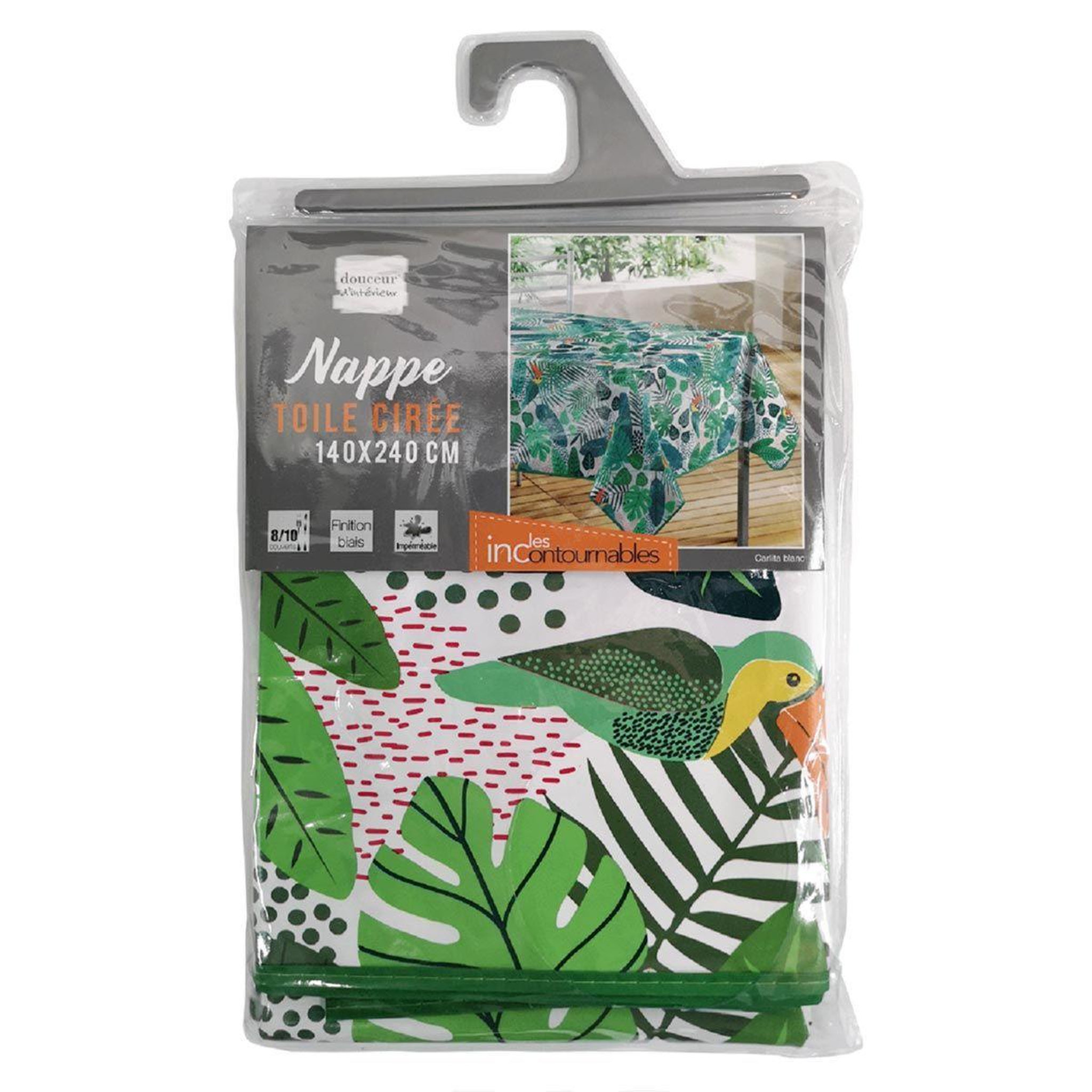 Voir la diapositive 2 : Douceur d'Intérieur Nappe toile cirée déco  carlita  140x240cm blanc