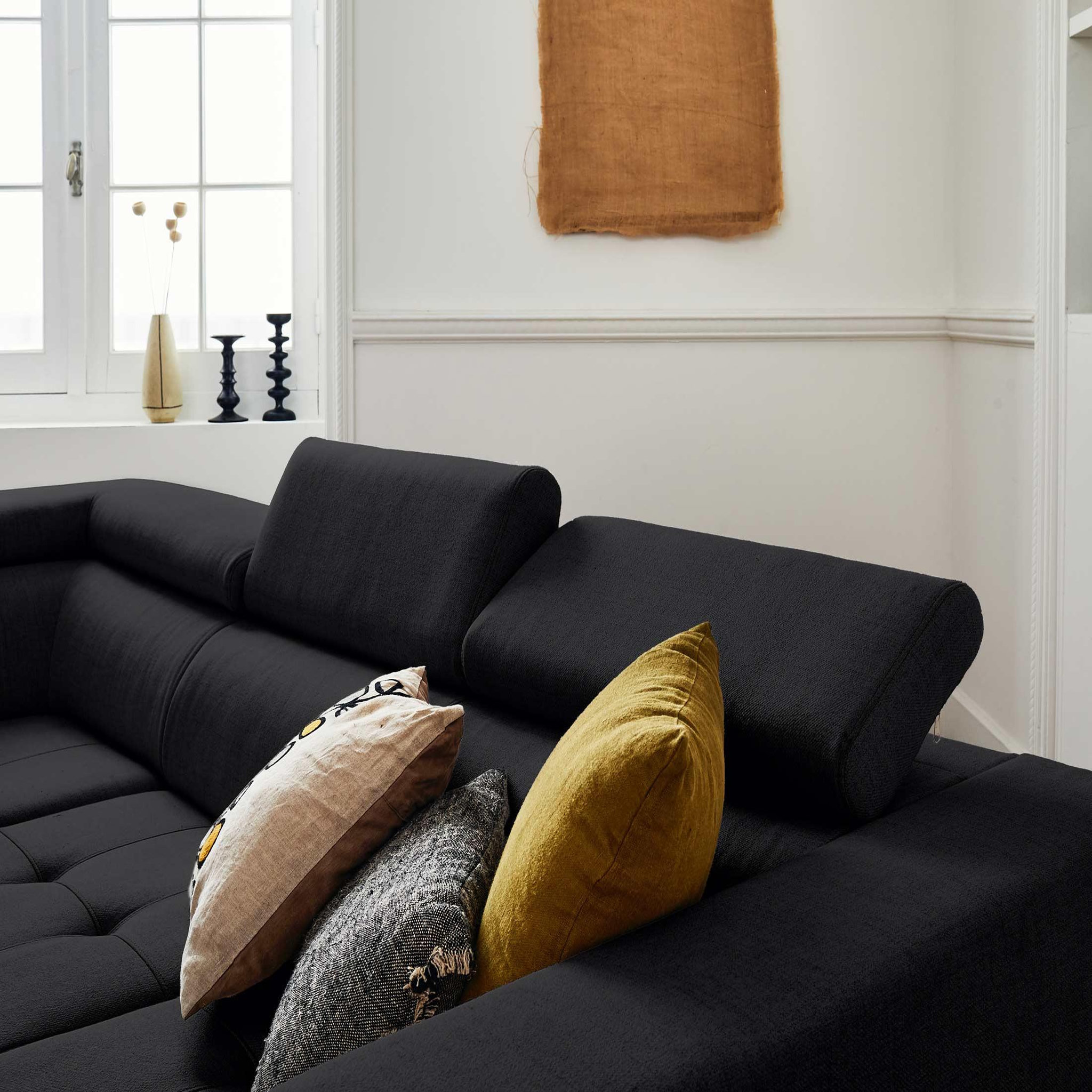 Voir la diapositive 4 : LISA DESIGN Olinda - canapé d'angle gauche - 5 places - convertible avec coffre et têtières réglables - en tissu