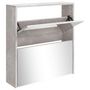 Voir la diapositive 2 : VIDAXL Armoire a chaussures et miroir 2 niveaux Gris beton 63x17x67 cm