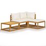 Voir la diapositive 2 : VIDAXL Salon de jardin 4 pcs avec coussin Creme Bois d'acacia solide