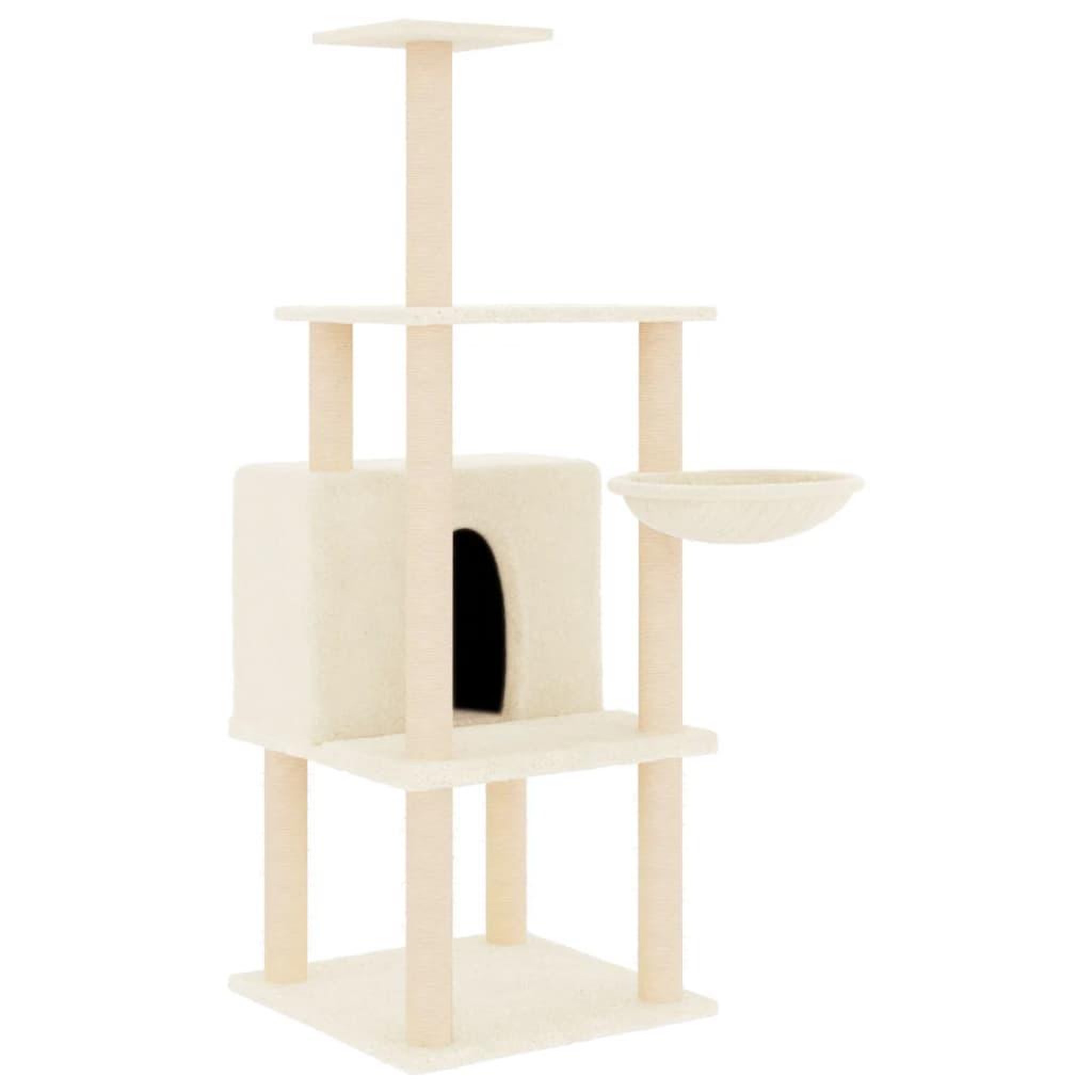 Voir la diapositive 2 : VIDAXL Arbre a chat avec griffoirs en sisal creme 132 cm