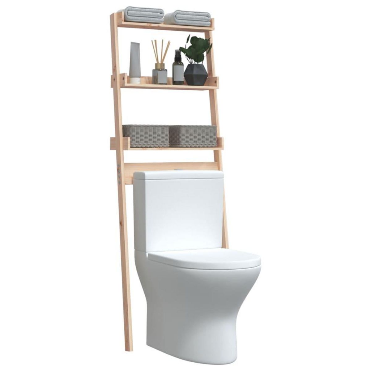 VIDAXL Etagere de toilette 63,5x32x179 cm Bois de pin massif