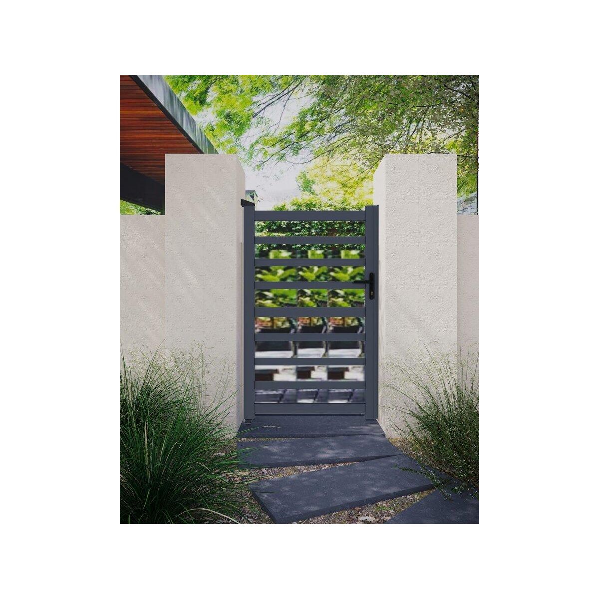 Habitat et Jardin Portillon aluminium ajouré  Marius  - 100 x 120 cm  - Gris