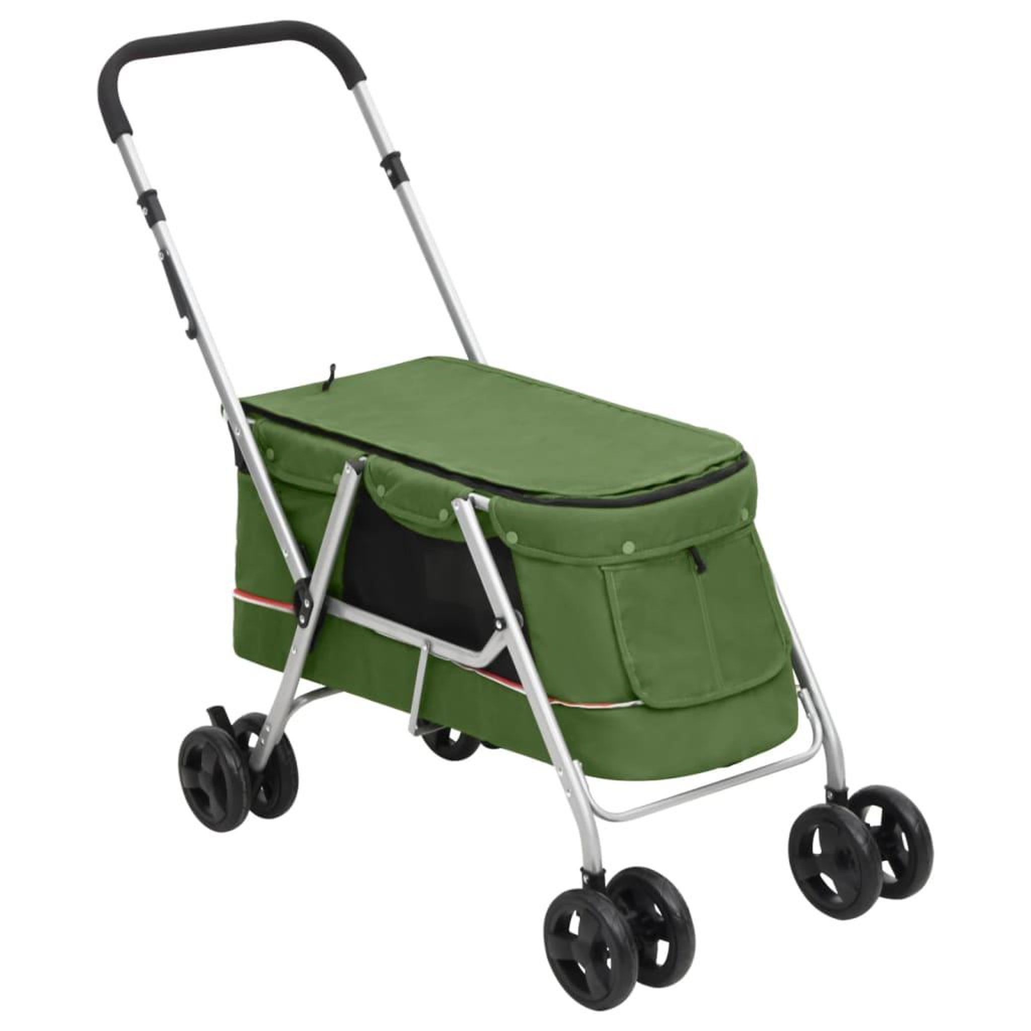 VIDAXL Poussette pour chien pliante Vert 100x49x96 cm Tissu de lin