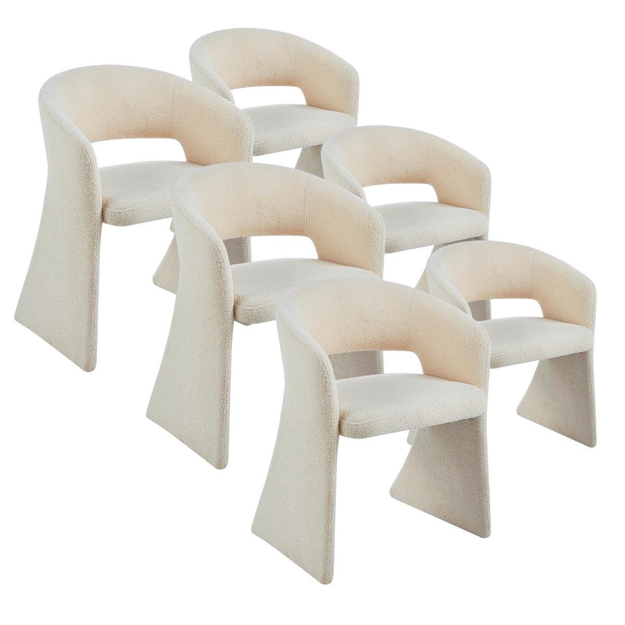 Paris Prix Lot de 6 chaises tissu bouclette  ezra  81cm crème