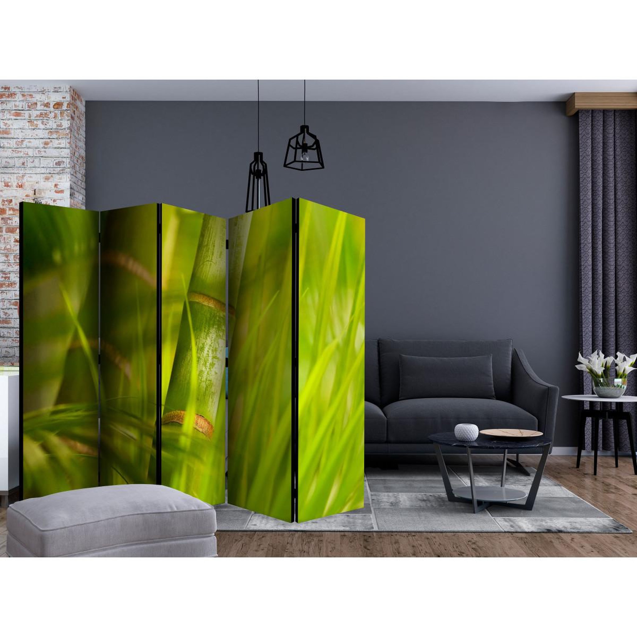 Voir la diapositive 2 : Paris Prix Paravent 5 volets  bamboo nature zen  172x225cm
