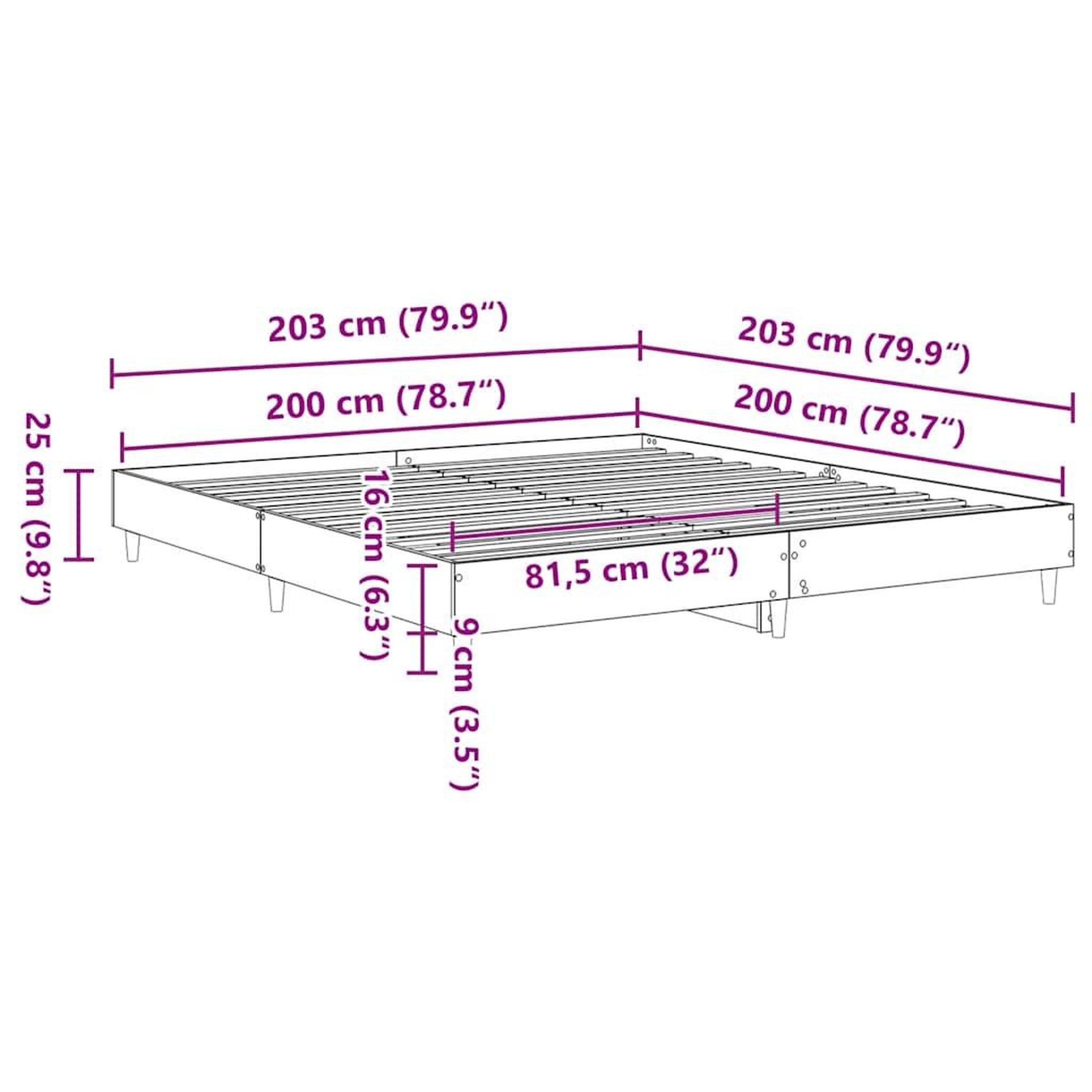 Voir la diapositive 6 : VIDAXL Cadre de lit sans matelas chene sonoma 200x200 cm