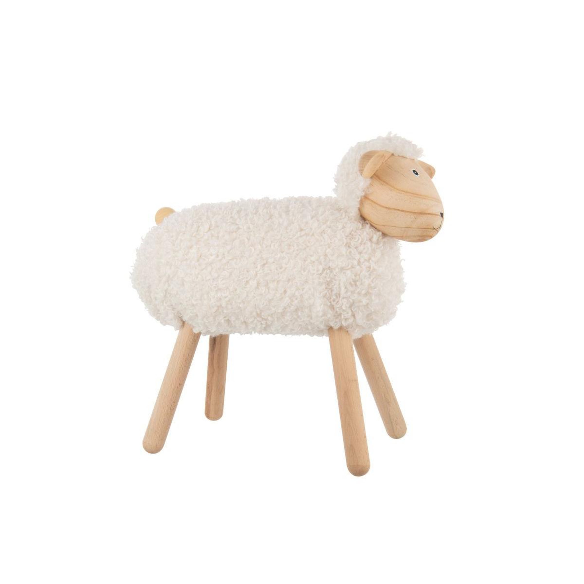 Voir la diapositive 2 : J-LINE Statuette mouton en bois  chalet  45cm blanc cassé