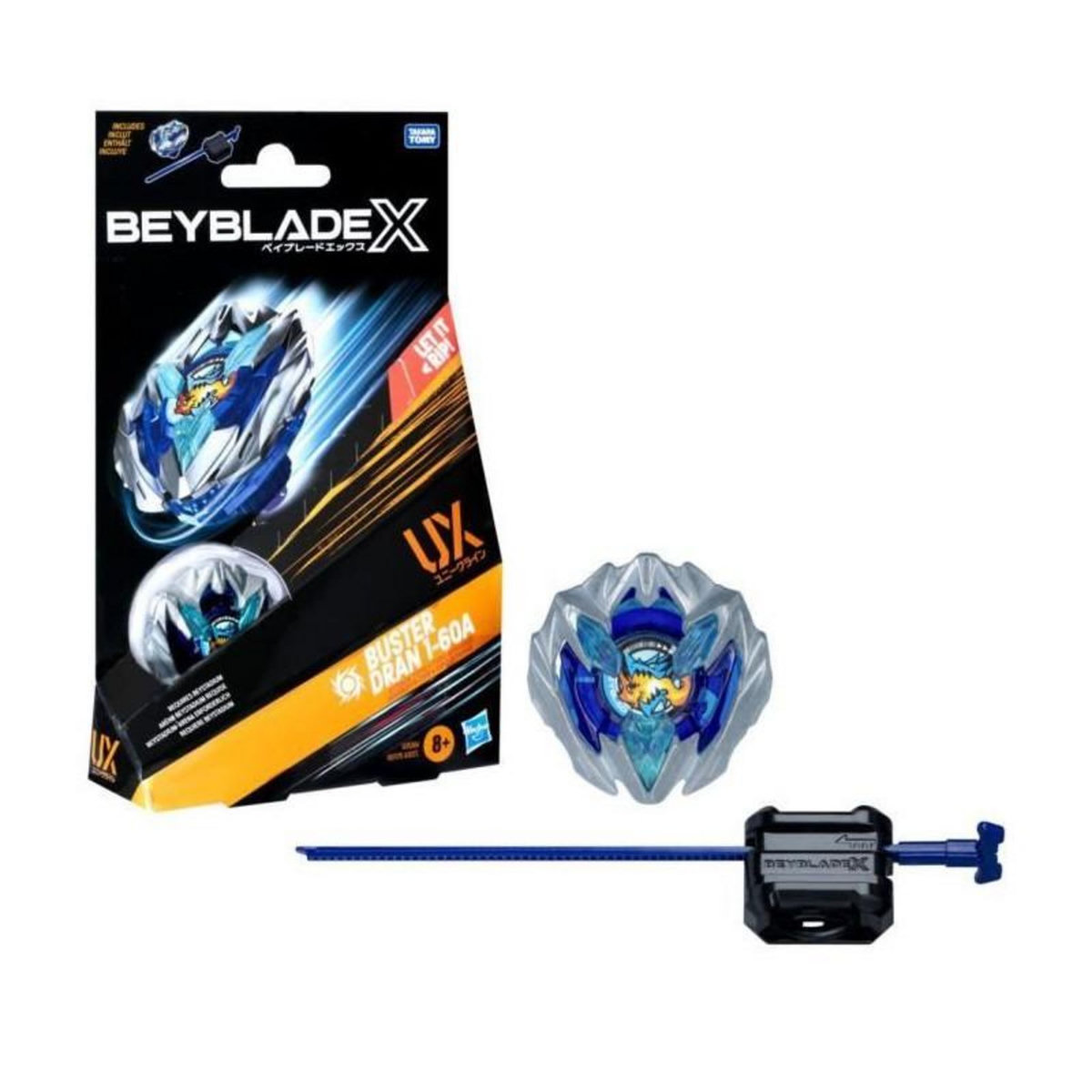 HASBRO Beyblade X Buster Dran 1-60A UX, toupie de type endurance et lanceur, toupies de combat authentiques Takara Tomy, des 8 ans