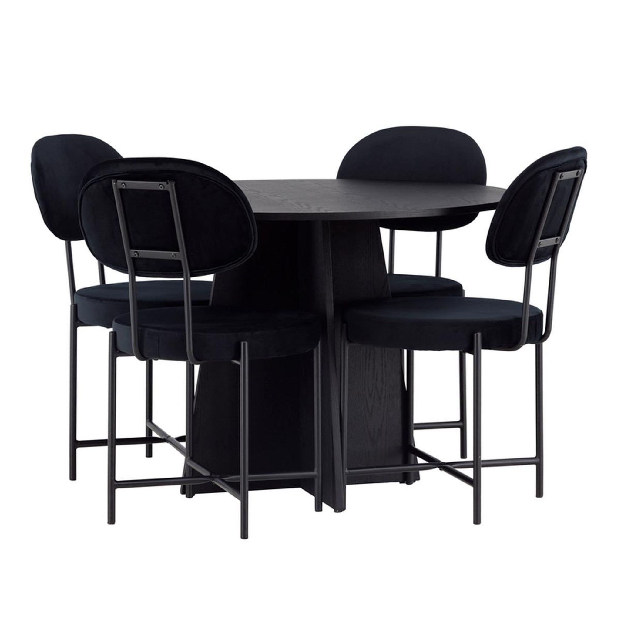 Paris Prix Ensemble table à manger & 4 chaises  bootcut & stella  110cm noir