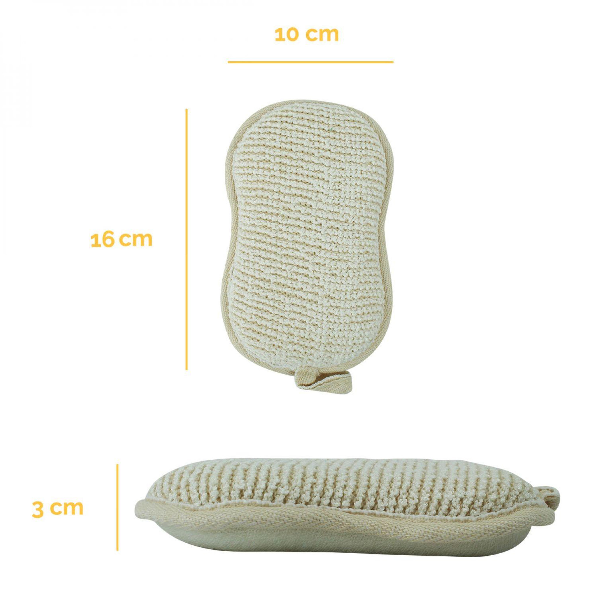 Voir la diapositive 2 : VIVEZEN Lot de 2 éponges exfoliantes et nettoyantes en fibre de bambou double face 16 x 10 x 3 cm