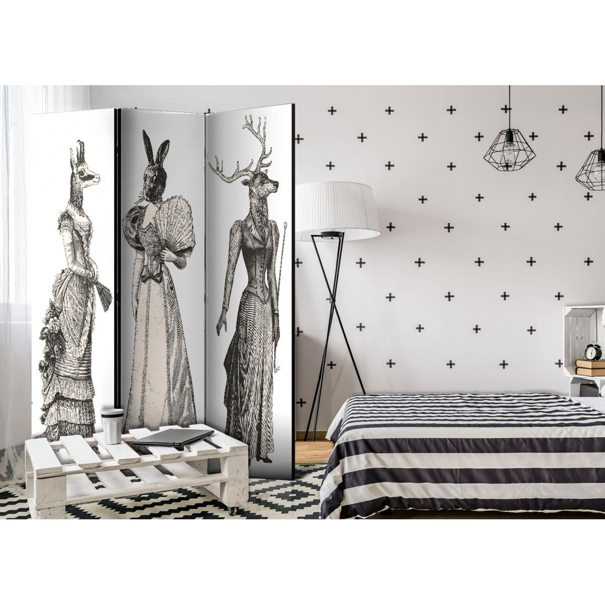 Voir la diapositive 2 : Paris Prix Paravent 3 volets  chic zoo  135x172cm