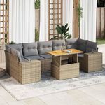 VIDAXL Salon de jardin avec coussins 8 pcs beige resine tressee