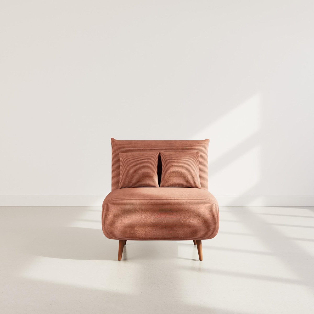 BEST MOBILIER Lumi - banquette convertible clic-clac 1 place en velours côtelé