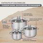 Voir la diapositive 6 : Fackelmann Set de 1 poêle 20 cm en inox et couvercle, 3 faitouts inox 16, 20 et 24 cm Fackelmann Geneva