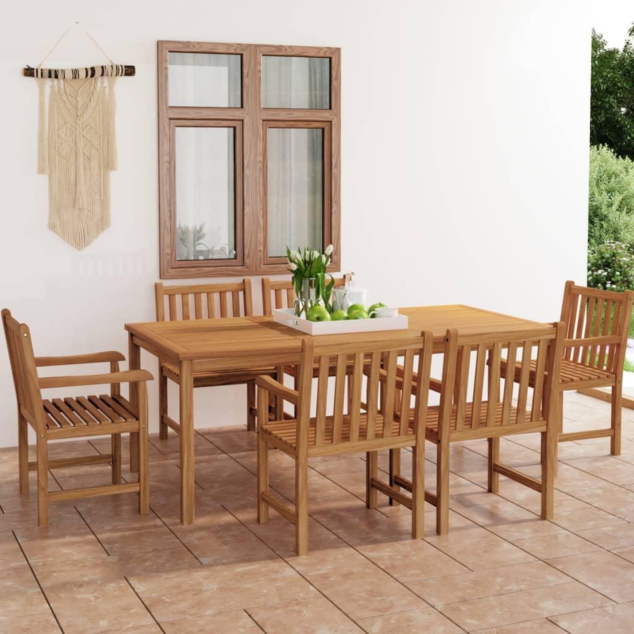 Voir la diapositive 1 : VIDAXL Ensemble a manger de jardin 7 pcs Bois de teck solide