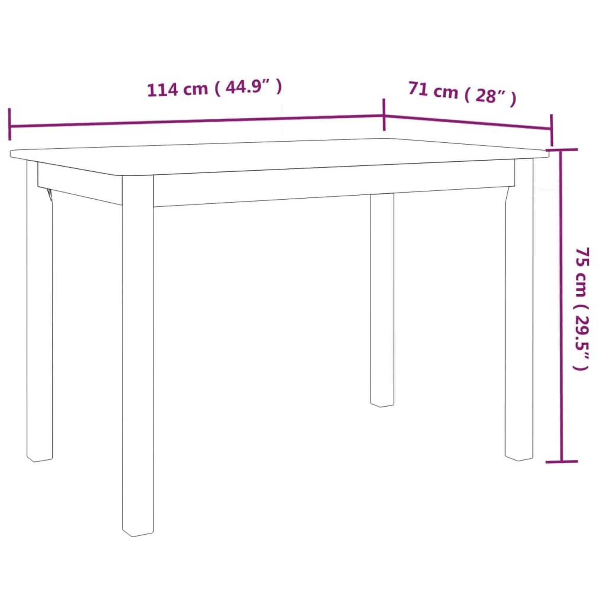 Voir la diapositive 6 : VIDAXL Table a manger Blanc 114x71x75 cm Bois d'hevea massif