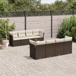 VIDAXL Salon de jardin avec coussins 9 pcs marron resine tressee