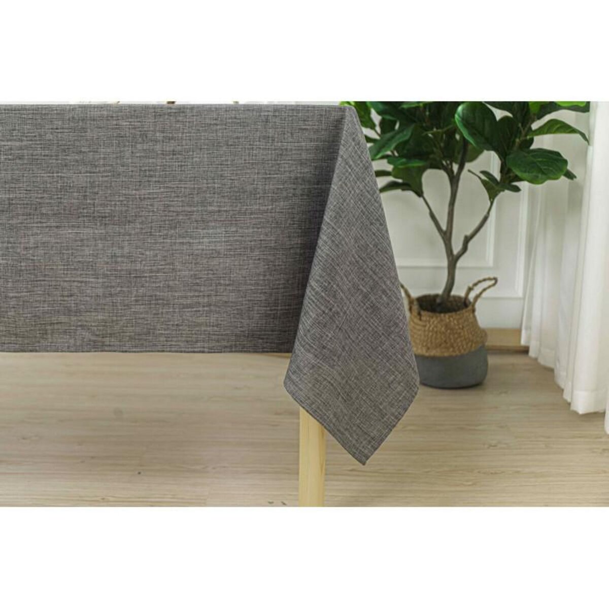 UNIVERS DECOR Nappe antitache unie Anthracite rectangulaire 145 x 240 cm