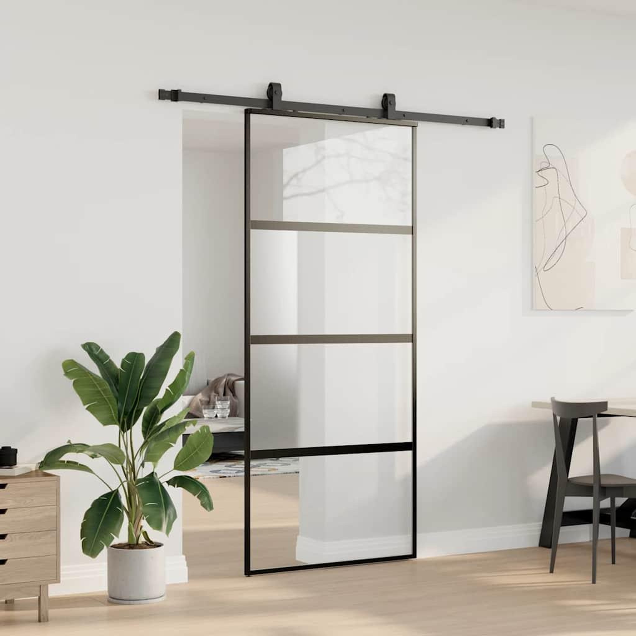 Voir la diapositive 3 : VIDAXL Porte coulissante avec kit de quincaillerie noir 90x205 cm
