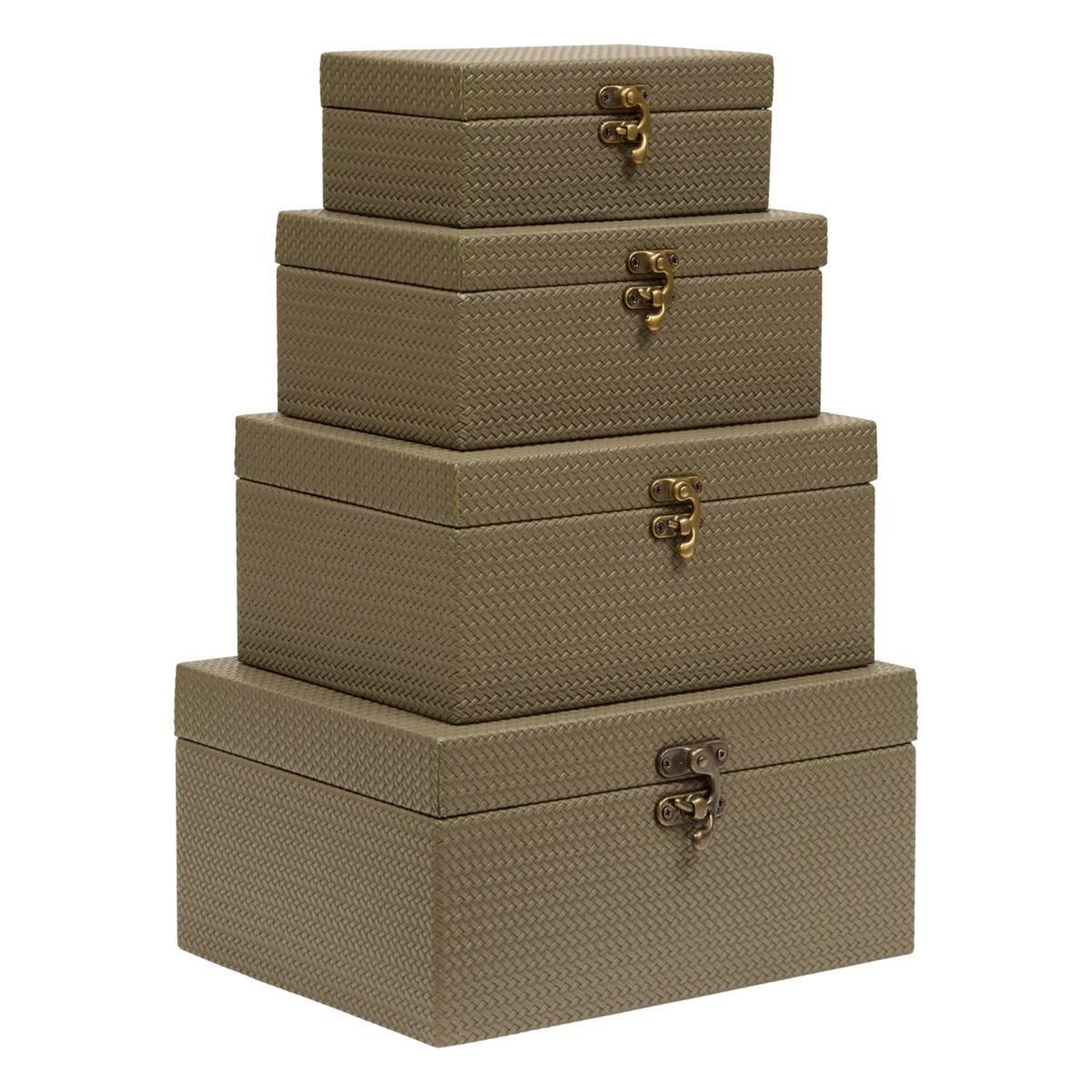 ATMOSPHERA Lot de 4 boîtes de rangement  bonie  25cm kaki
