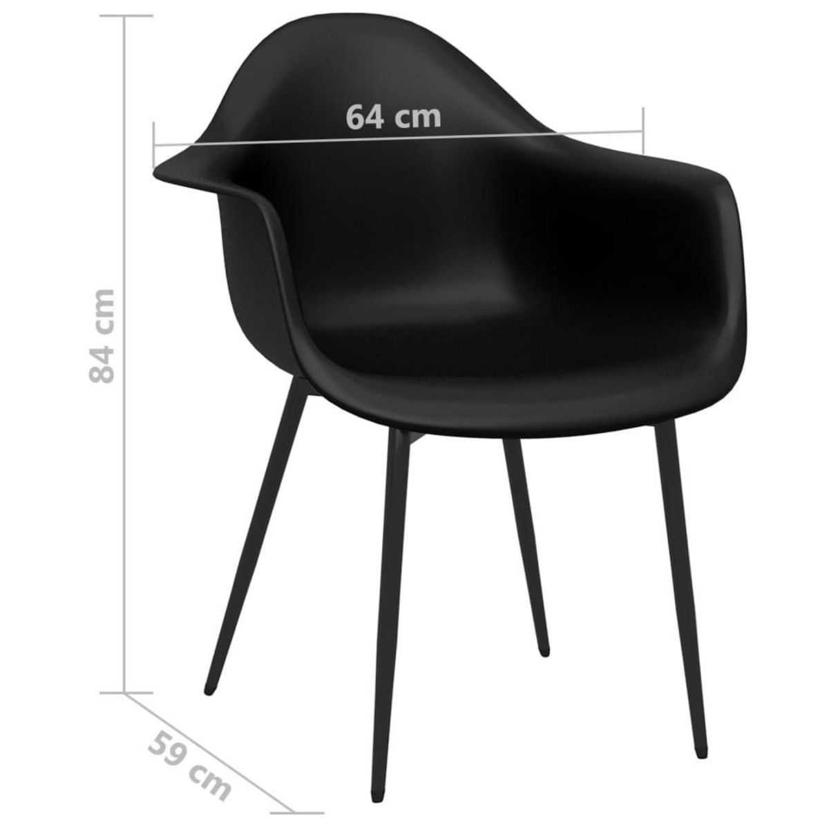 VIDAXL Chaises a manger lot de 6 noir PP