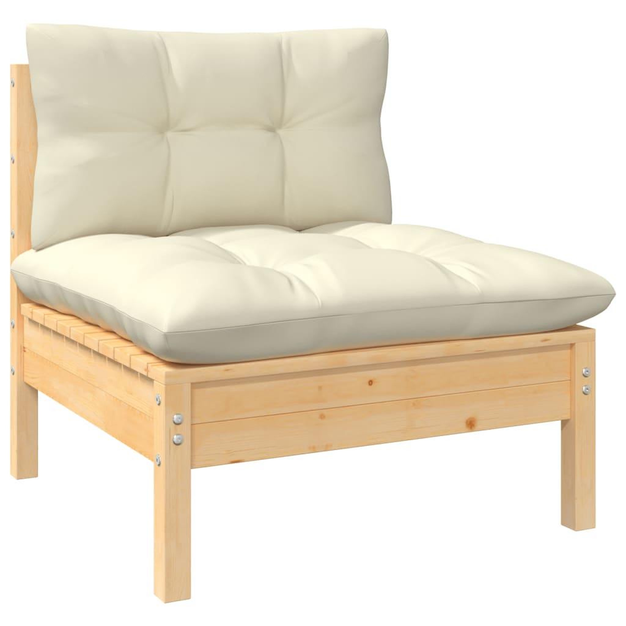 Voir la diapositive 3 : VIDAXL Salon de jardin 7 pcs avec coussins creme bois de pin massif