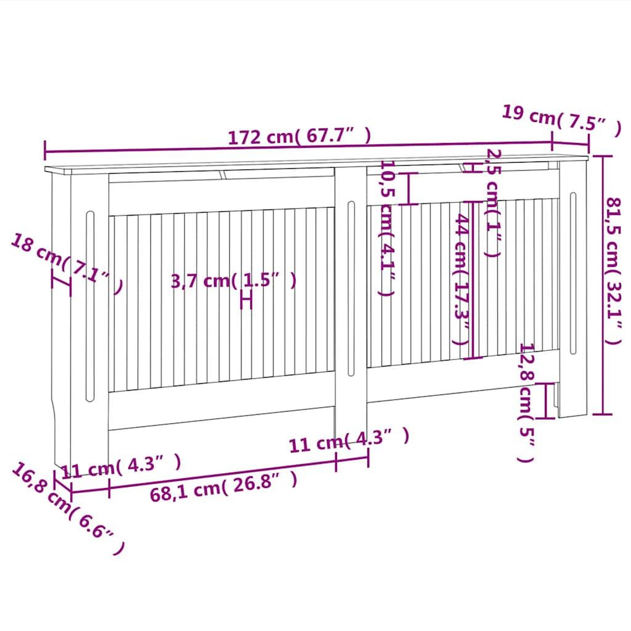 Voir la diapositive 6 : VIDAXL Cache-radiateur noir 172x19x81,5 cm MDF