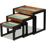 Voir la diapositive 2 : VIDAXL Tables gigognes 3 pcs Bois de recuperation massif