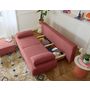 Voir la diapositive 3 : BEST MOBILIER Cristal - canapé 3 places - convertible avec coffre et pouf - en velours texturé