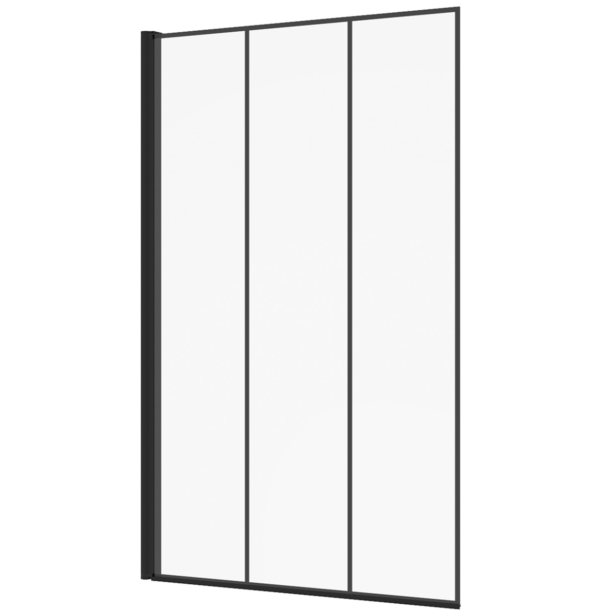 ID MARKET Pare baignoire 1 volet 70x120 cm sérigraphié effet verrière avec profilé en aluminium noir