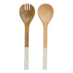 SECRET DE GOURMET Lot de 2 Couverts à Salade en Bois  Inaya  30cm Vert Olive