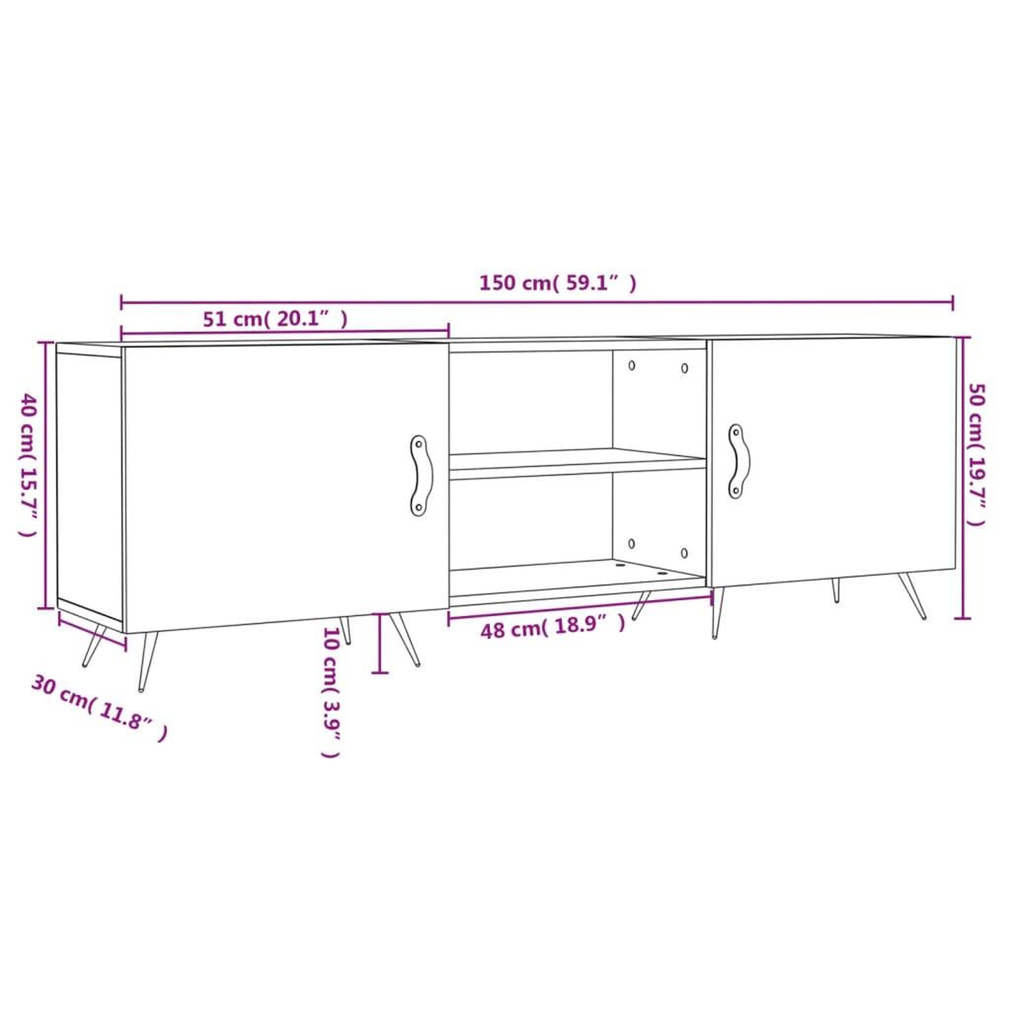 Voir la diapositive 6 : VIDAXL Meuble TV blanc 150x30x50 cm bois d'ingenierie