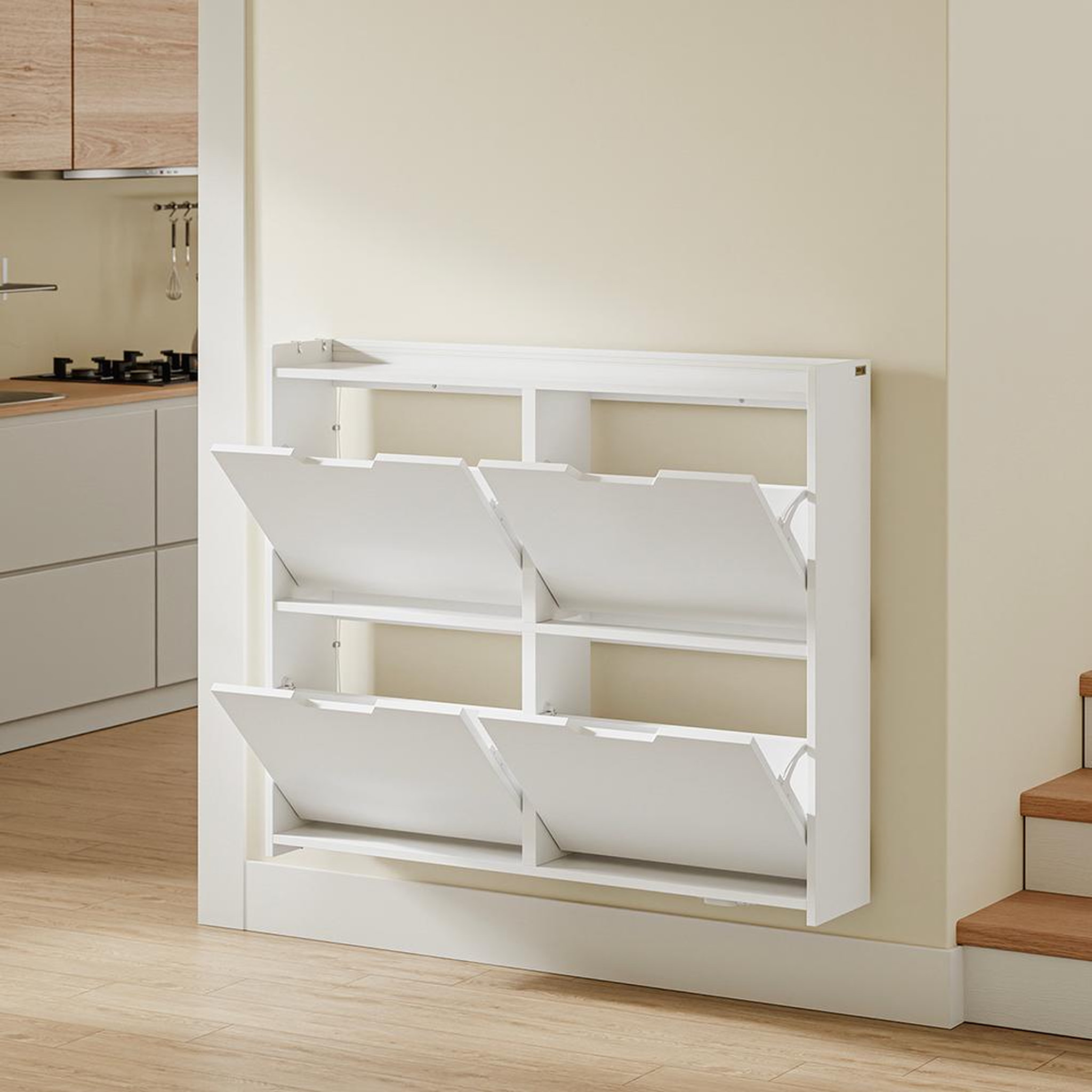 Voir la diapositive 5 : SOBUY Armoire à chaussures Blanc 80x30x100 cm FSR100-E-W