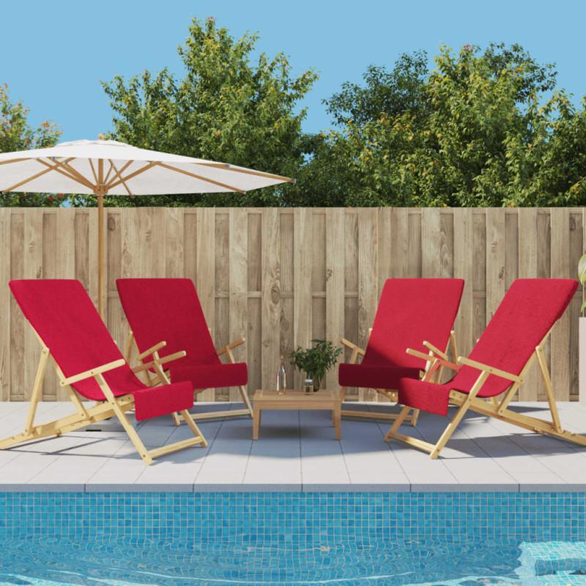 Voir la diapositive 1 : VIDAXL Serviettes de plage 4 pcs bordeaux 60x135 cm tissu 400 GSM
