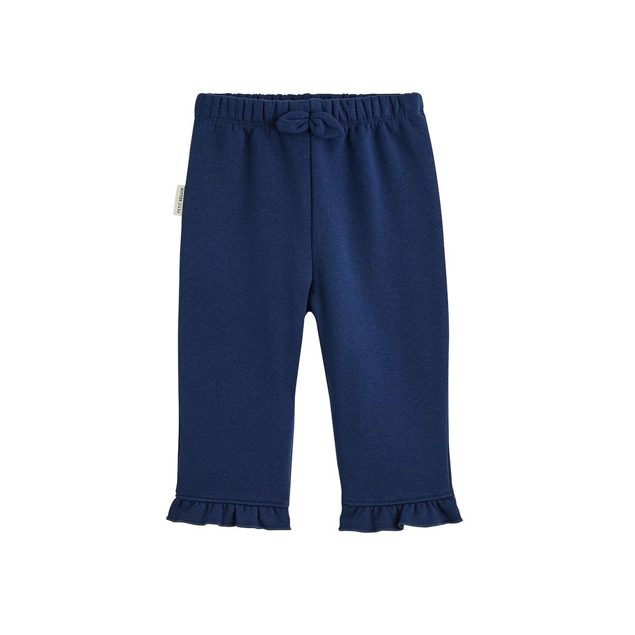 PETIT BEGUIN Pantalon bébé en molleton Ollie. Coloris disponibles : Bleu