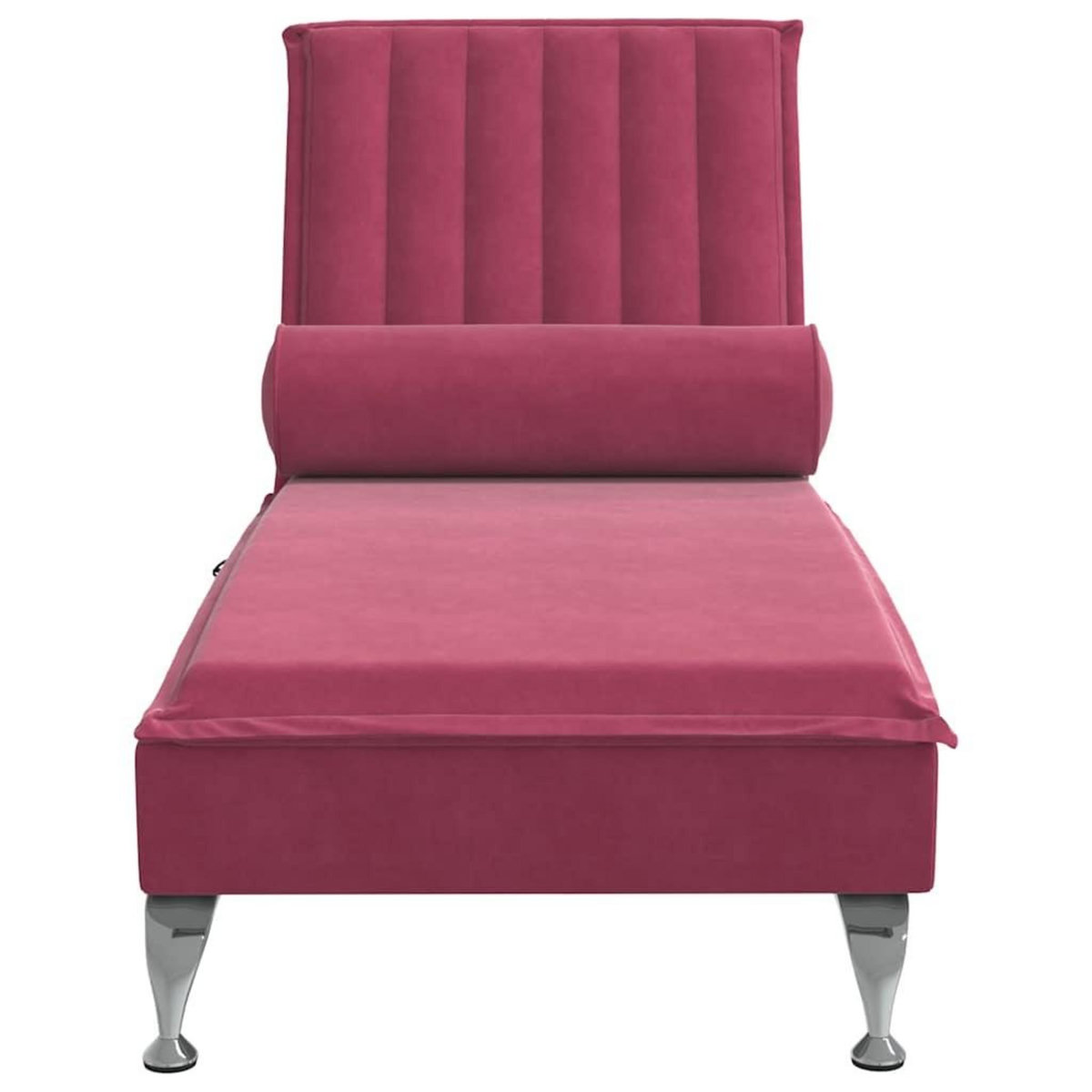 VIDAXL Chaise longue de massage avec traversin rouge bordeaux velours