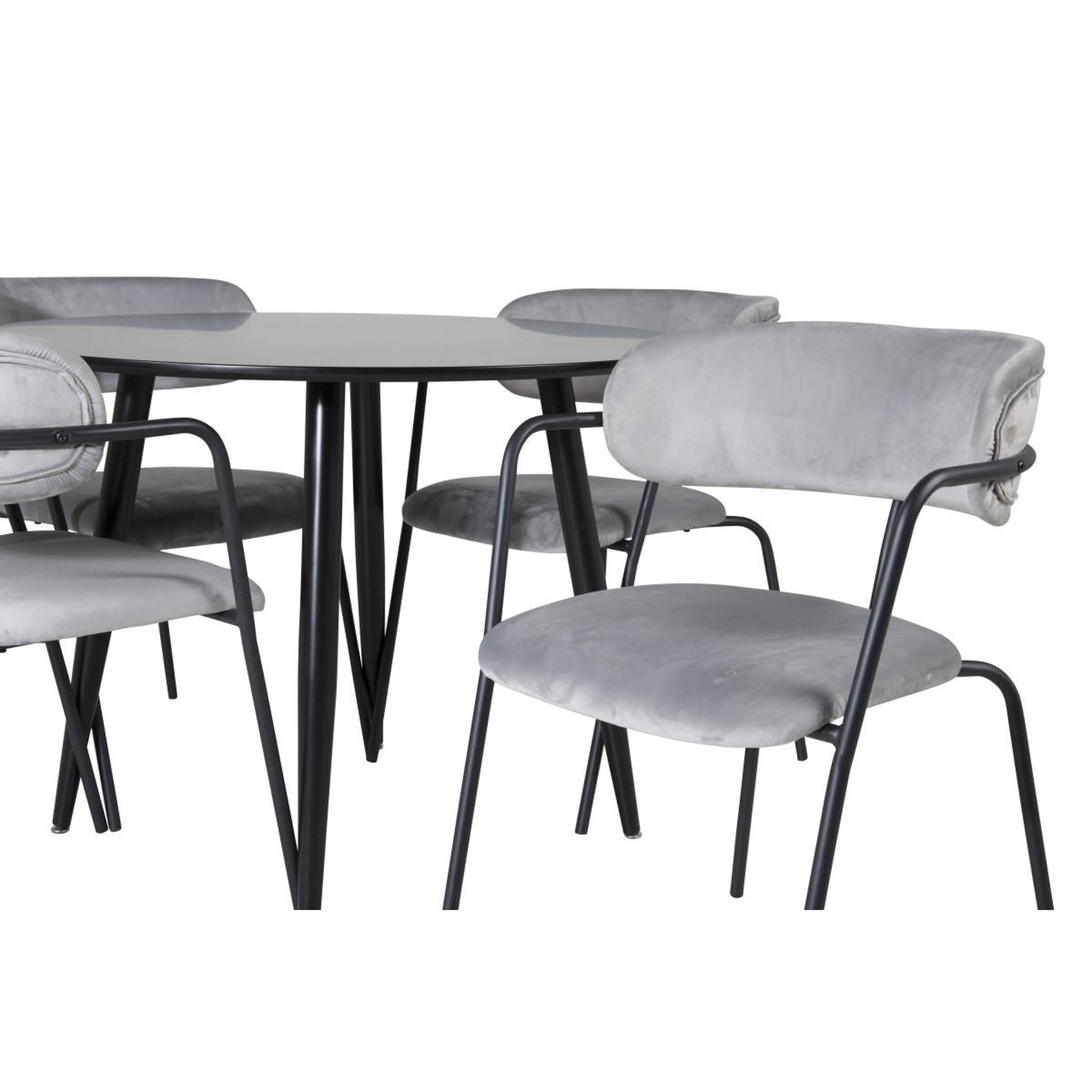 Voir la diapositive 2 : Paris Prix Ensemble table à manger & 4 chaises  plaza & arrow  100cm noir & gris