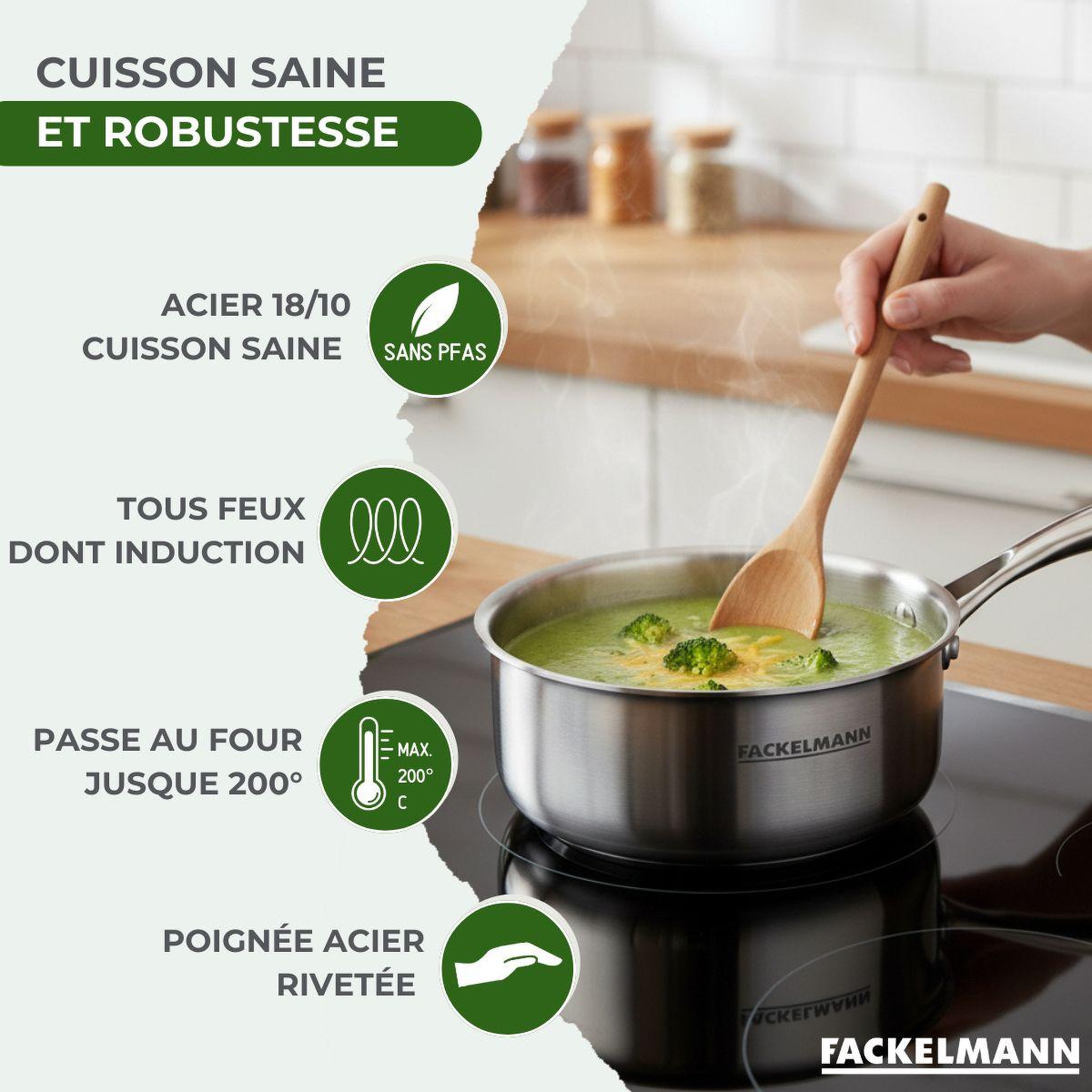 Voir la diapositive 3 : Fackelmann Casserole 14 cm en inox 18/10 triply fackelmann vita3