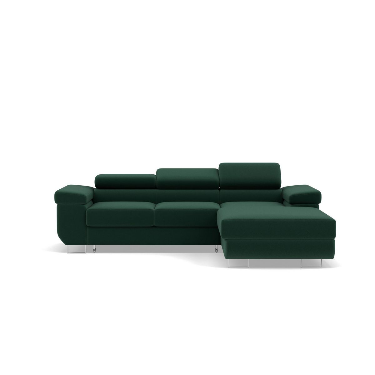 BEST MOBILIER Pablo - canapé d'angle droit - 6 places - convertible avec coffre et têtières réglables - en velours