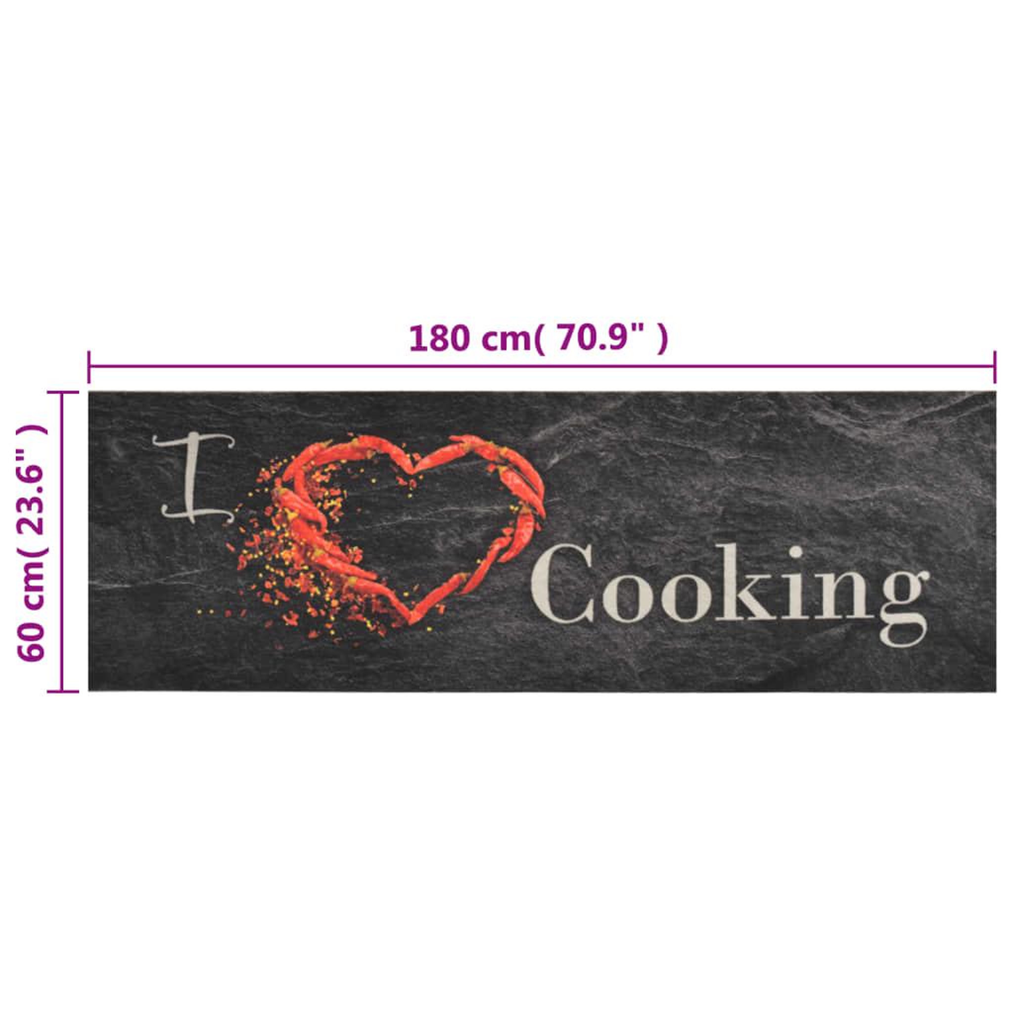 Voir la diapositive 6 : VIDAXL Tapis de cuisine lavable impression cuisine noir 60x180 cm