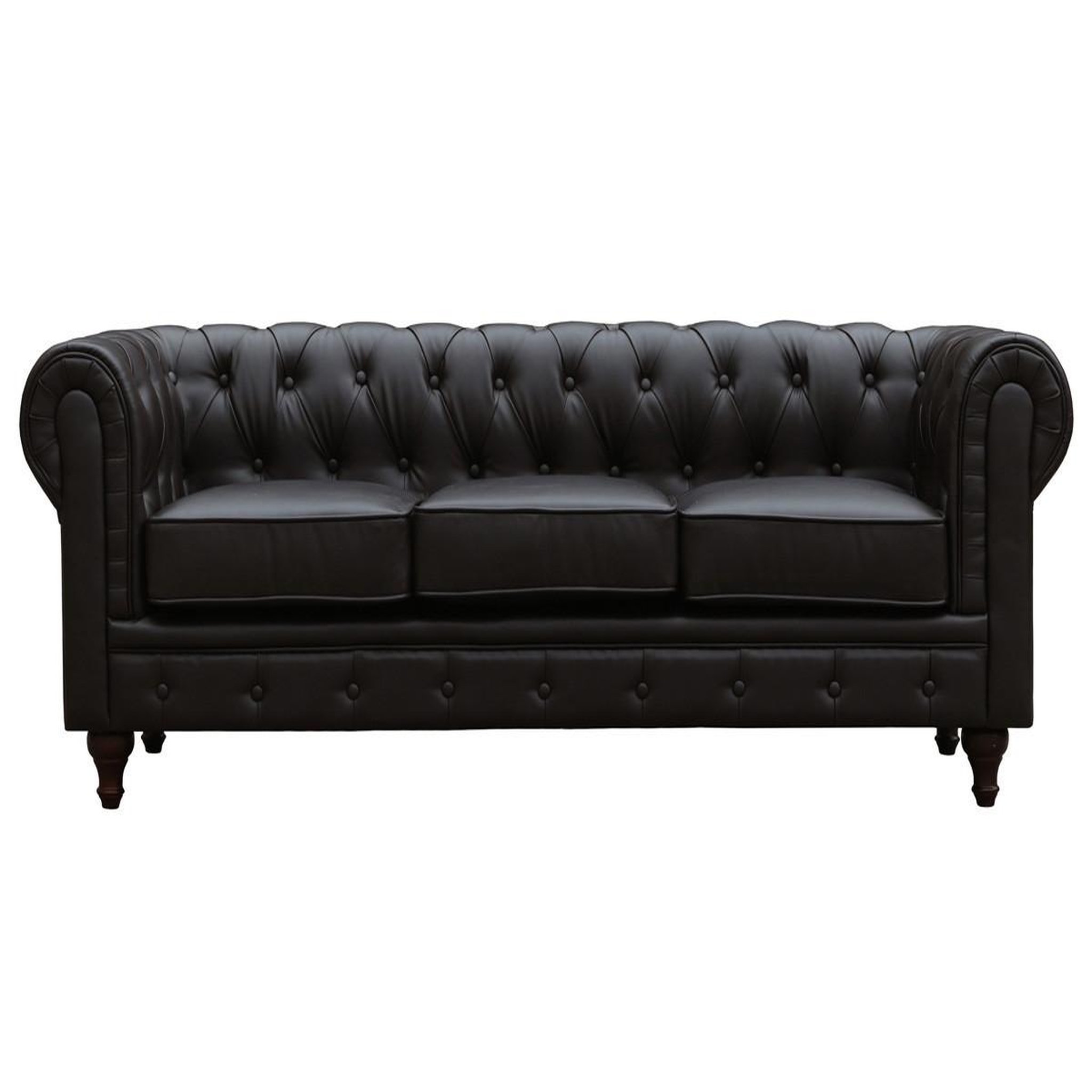Voir la diapositive 2 : Habitat et Jardin Canapé fixe chesterfield  aliza  - 204 x 80 x 58 cm - 3 places - marron